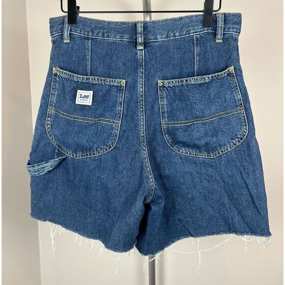 LEE Vintage Modern 28 Dungaree Denim High Rise Carpenter Shorts Cut Off Skater - Picture 7 of 8